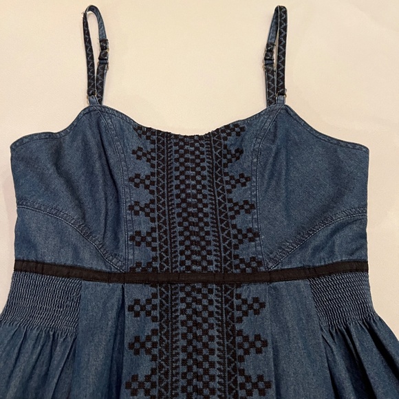 Free People New Romantics Denim Dress Sz 8 - Picture 4 of 15